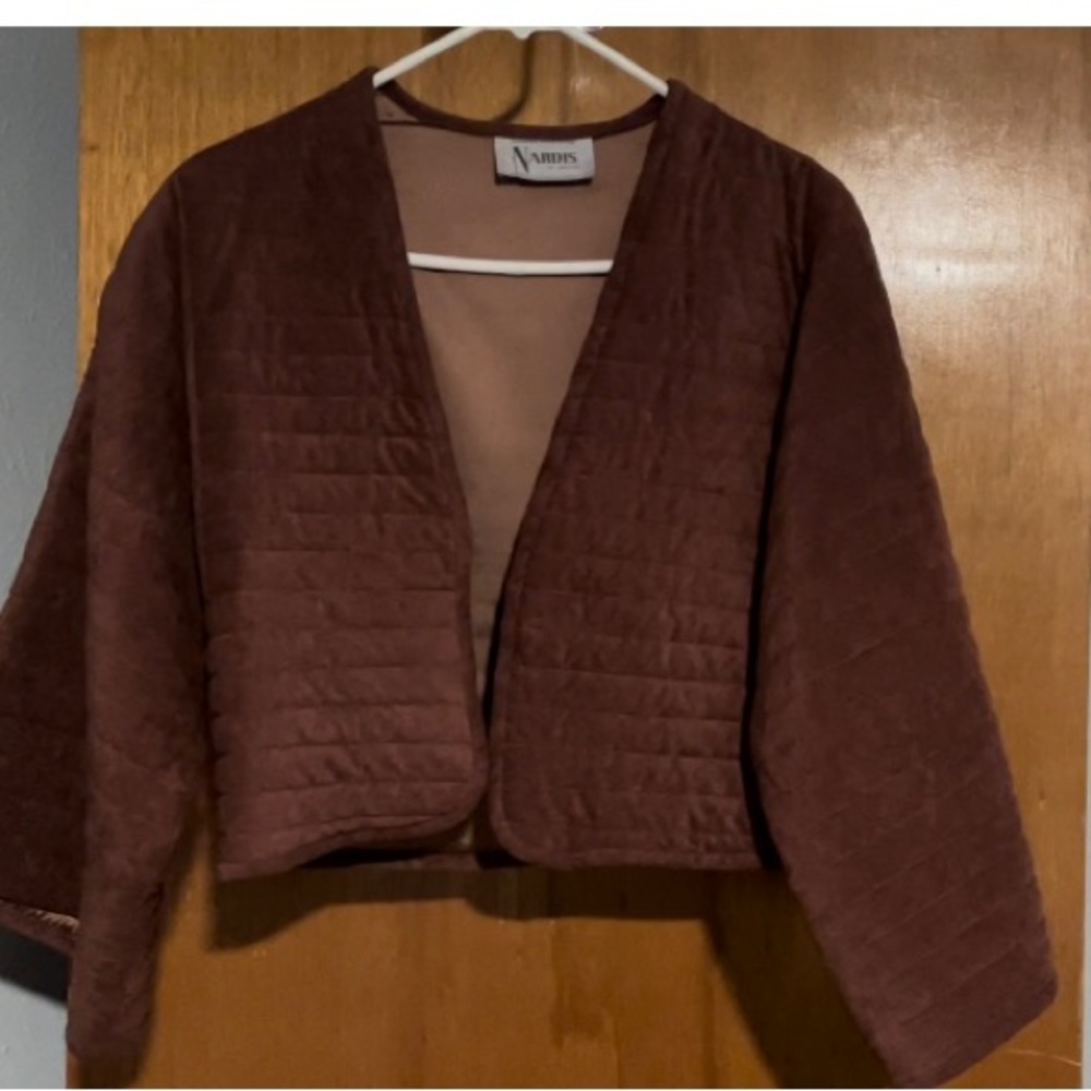Vintage 70’s Nardis Dallas Quilted Midi Jacket and skirt in a rich brown